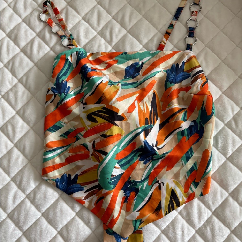 Vibrant Abstract Print silky top large